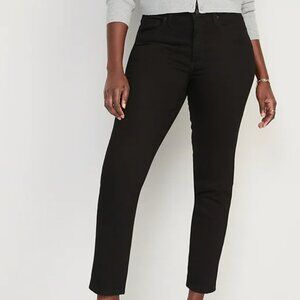 High-Waisted  Straight Black Jeans
